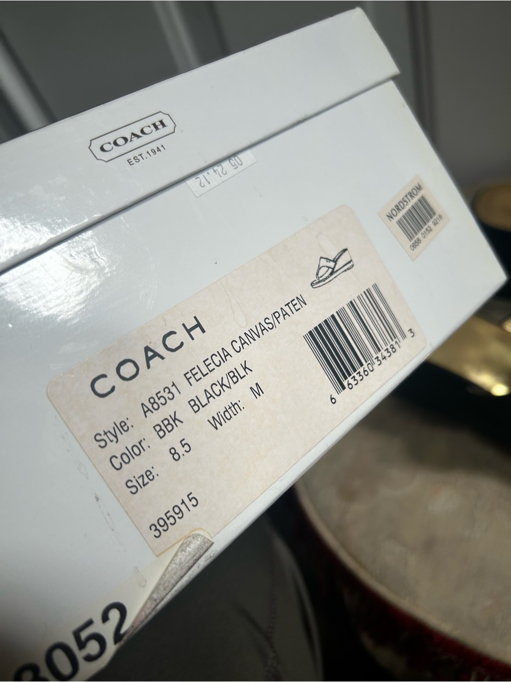 Coach Felicia Black Canvas Patent Wedge Thong Sandals Sz 8.5 new w/box - Picture 16 of 16